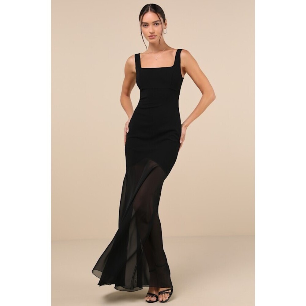 Lulus Sincerely Exemplary Black Sleeveless Trumpet Hem Maxi Dress - Size M